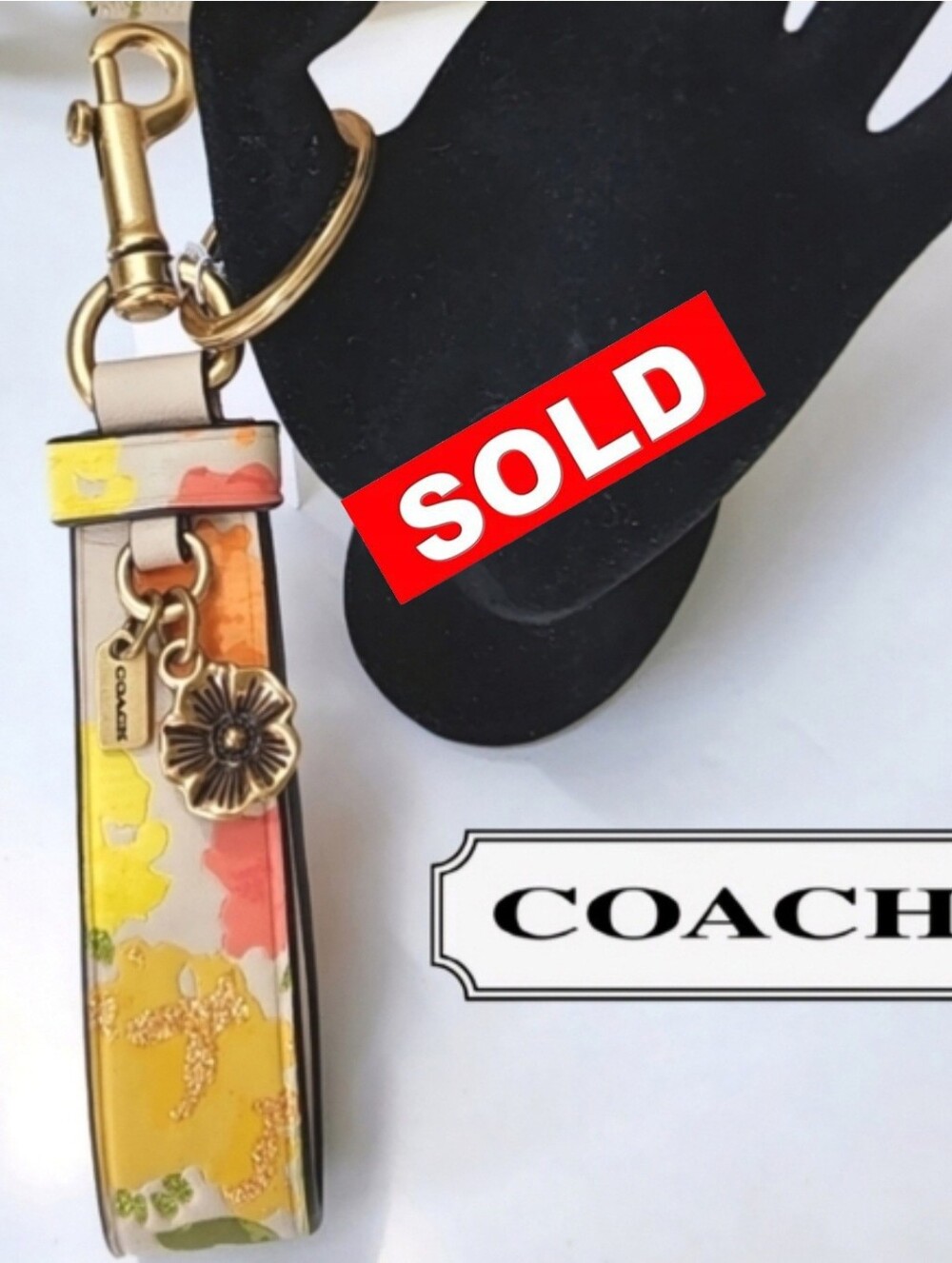 COACH Loop Bag Charm Key Ring in RETRO Classic Floral Print with Dog Clip NWT! - Picture 1 of 11
